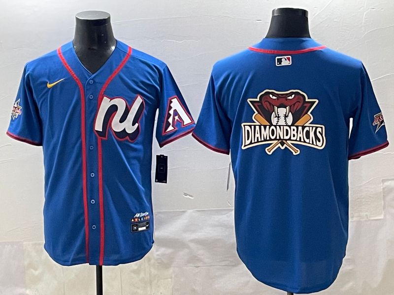 Men 2025 Arizona Diamondback Blank Blue All star Blank Blue Nike MLB Jersey style 2->arizona diamondback->MLB Jersey